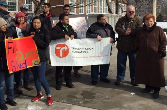 Council Member Karen Koslowitz, far right, said in 2015 that she would support "whatever it takes" to make Queens Boulevard a safe street. Photo: Ben Fried
