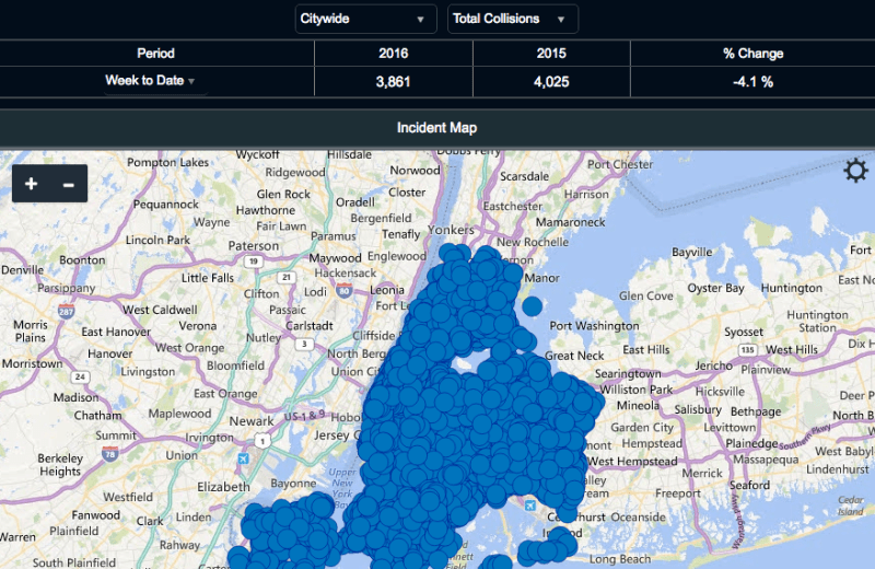 The NYPD is making its TrafficStat crash-mapping tool available to the public, but data on where police issue traffic summonses is still not available. Image: NYPD