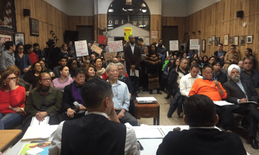 VFW Post 150 was at maximum capacity for last night's Queens CB 4 meeting. Photo: David Meyer