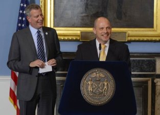 Mayor de Blasio and UFT President Michael Mulgrew. Photo: Rob Bennett/Office of the Mayor