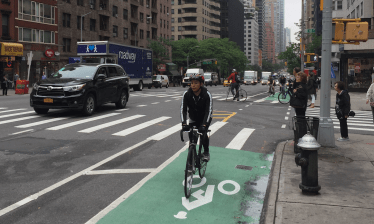 Fresh green paint at 45th Street. Photo: David Meyer