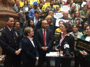 Groups like TransAlt and (pictured here) Families for Safe Streets go to Albany to lobby electeds. Photo: David Meyer