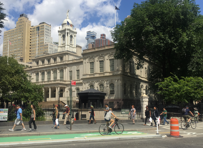 City Council members, City Hall staffers, and, who knows, maybe the mayor himself will get a lot of mileage out of the new bike lane segment. Photo: David Meyer