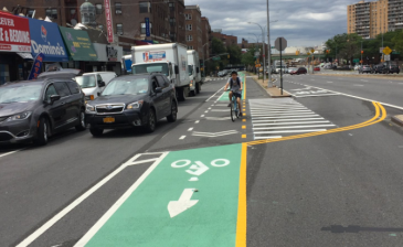 The first bike lane in Rego Park. Photo: RegoParkQueens/Twitter