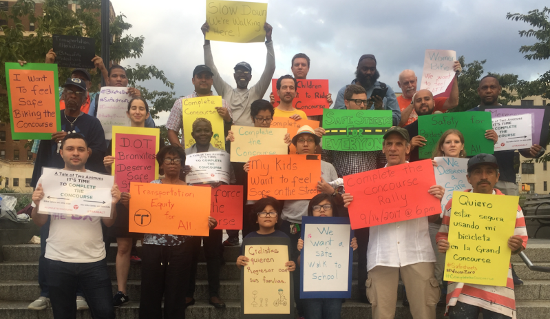 The "Complete the Concourse" rally outside the Bronx County Courthouse. Photo: David Meyer