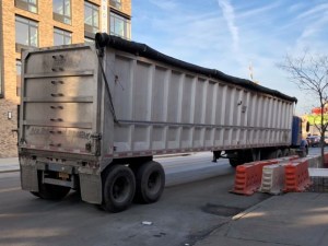 The driver of this garbage hauling truck killed 30-year-old Mario Lopez on Tuesday. Photo: Philip Leff