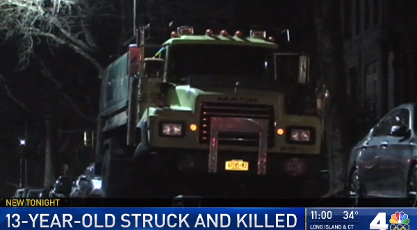 The scene of the crash that killed Kevin Flores. Video still: WNBC