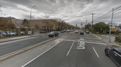 Union Turnpike at 175th Street, where Phil O’Reilly was killed by a driver in January. Image: Google Maps