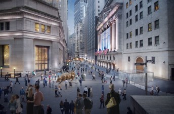 The Downtown Alliance wants to put pedestrians first on streets around the Stock Exchange. Image: Downtown Alliance