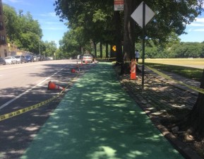DOT's redesign of Broadway reduces crossing distances by 30 percent. Photo: Susan Brenner