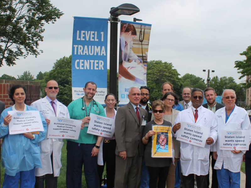 Richmond Hospital Medical Center staff rallying for speed cameras yesterday. Photo courtesy of RHMC