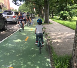 Weekend bike traffic on Broadway by Van Cortlandt Park. Photo: Eben Weiss/Bike Snob NYC