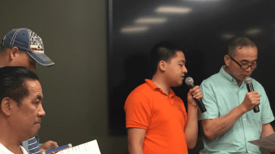 Delivery workers testifying in May at a DOT hearing on pedal-assist bikes. Photo: David Meyer