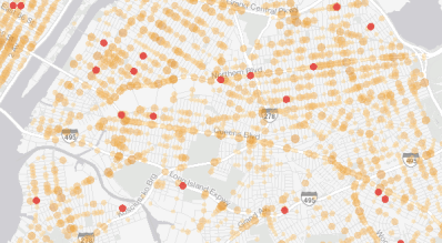 Thanks to fixes to Queens Boulevard, Northern Boulevard, with its many yellow dots for crashes and three red dots for fatalities, has become Queens's new "Boulevard of Death."