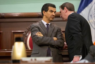 City council transportation chair Ydanis Rodriguez and committee member Chaim Deutsch. Photo: John McCarten/NYC Council