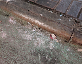 Cyclist Jonathan Warner spotted broken glass in the 12th and 13th street bike lanes on Thursday. Photo: Jonathan Warner