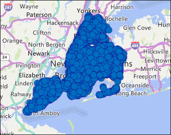 This is what New York City looks like when the NYPD puts a pin at the location of every one of the 14,538 reported collisions that occurred in just the first 28 days of 2019. Photo: NYPD