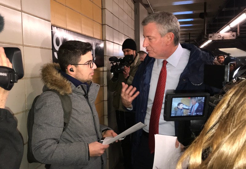 The mayor really does want congestion now — and he rode the subway in a symbolic gesture to prove it. Photo: Gersh Kuntzman