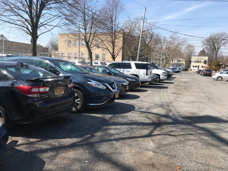 Police officers' private cars at the 122nd Precinct station house in Staten Island.