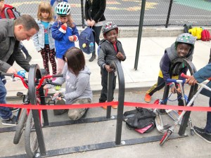 Why did it take three years for this happy scene? Because the city is too focused on big-ticket items to work about a single bike corral on a Brooklyn street. Photo: Ben Fried