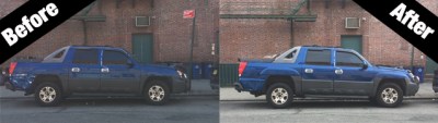 We reported this illegally parked car and then watched as NYPD officers ignored, then closed, our report. Photo: Ben Verde