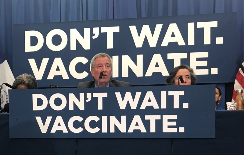 The mayor obviously had other thoughts on his mind on Tuesday, but he did vow to take action against cops who regularly drive recklessly. Photo: Gersh Kuntzman