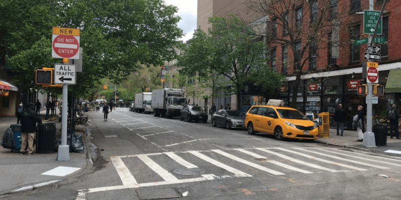 An unreconstructed block of University Place, pictured in 2019. This is the view looking north from 13th Street. Photo: DOT