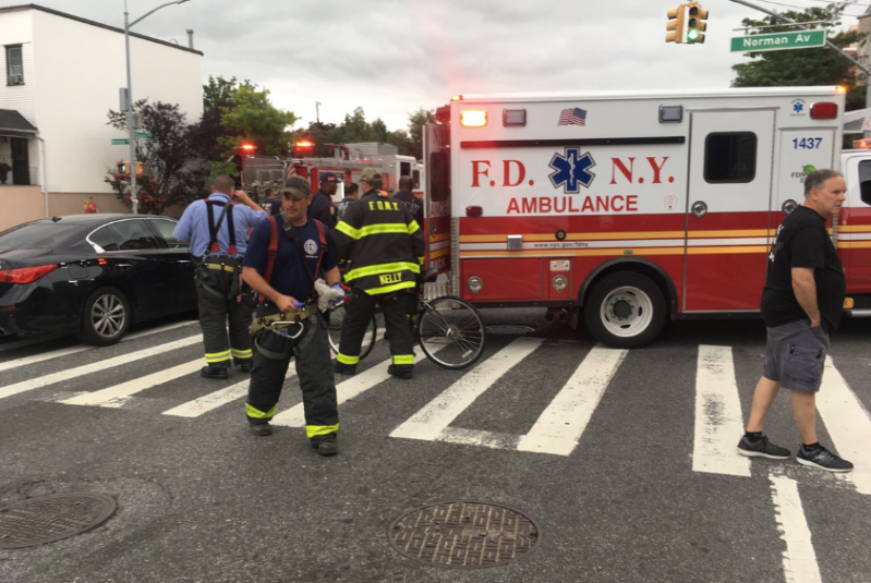 The crash at Norman and McGuinness avenues was not initially thought to be life-threatening. Photo: Trevor Boyer