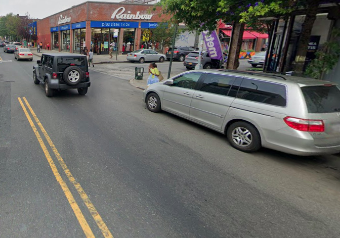 The intersection of Rockaway and Belmont avenues in Brownsville where Ruilian Huang was killed. Photo: Google