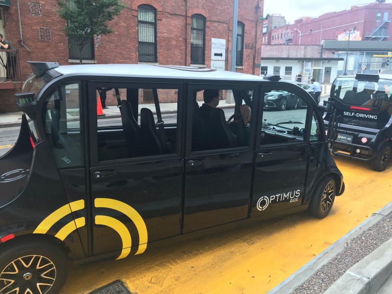 One of the autonomous vehicles at the Brooklyn Navy Yard.