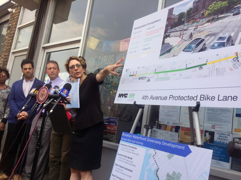 DOT Commissioner Polly Trottenberg at a presser last month. Photo: Gersh Kuntzman