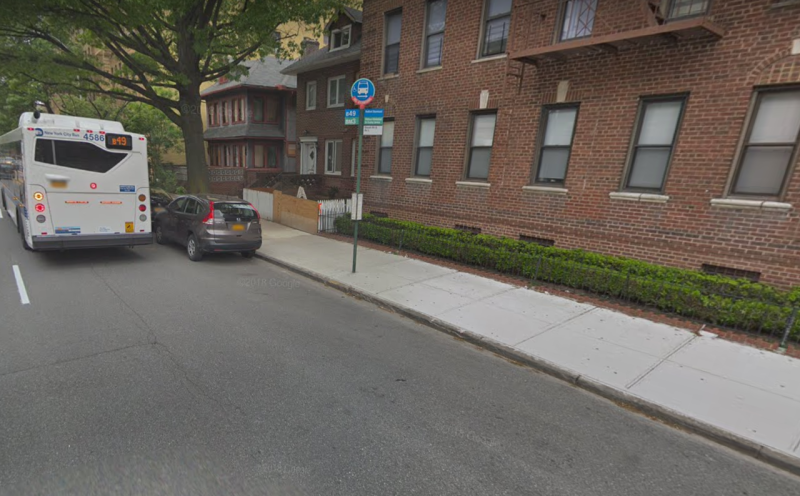 The bus stop where 10-year-old Enzo Farachio was killed by an out-of-control driver.