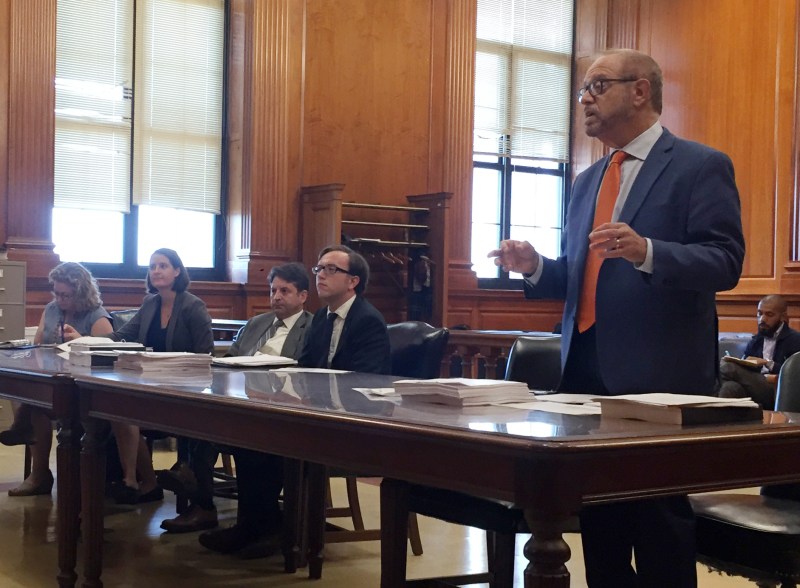 Arthur Schwartz, standing, argued his case against the city in Queens on Monday. He lost. Photo: Gersh Kuntzman