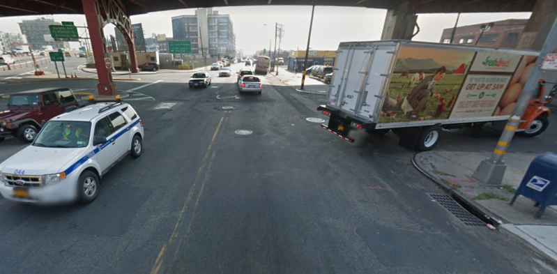 This is the chaotic corner where Mario Valenzuela was killed by a truck driver on Saturday. Photo: Google