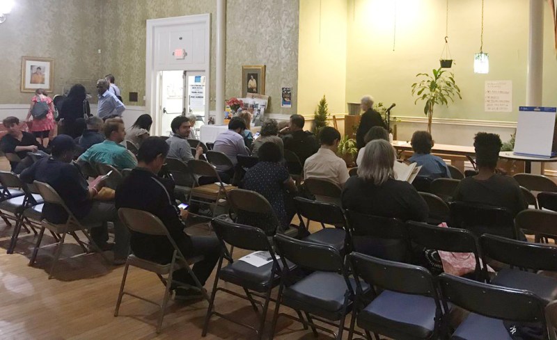 The town hall meeting to protest the city's supposed "War on Cars" was a lightly attended affair. Photo: Julianne Cuba