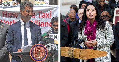 Council Members Ydanis Rodriguez (left) and Carlina Rivera.