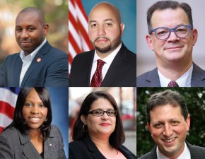 Six against the NYPD (clockwise from top left): Donovan Richards, Rafael Salamanca, Andrew Cohen, Brad Lander, Diana Ayala and Vanessa Gibson.