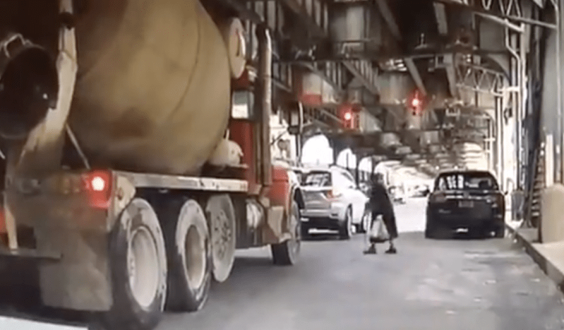 A sensor could have alerted the driver of this massive cement truck that the woman was right in front of it.