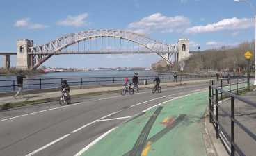 This is how good life can be without cars in our parks. (Note the car skid marks in the bike lane!) Photo: Clarence Eckerson Jr.