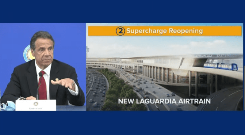 Gov. Cuomo argued for federal stimulus money for the AirTrain last May.