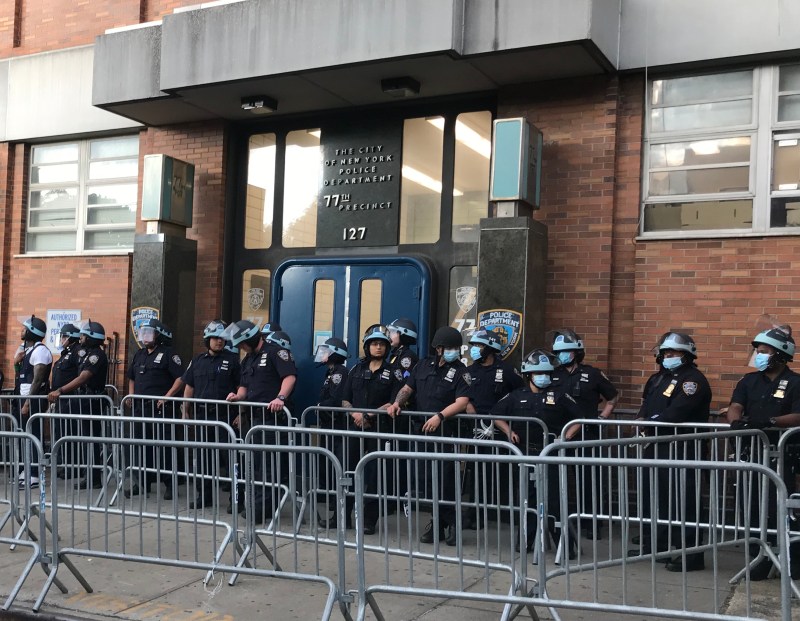 The 77th Precinct station house on June 1. Photo: Julianne Cuba