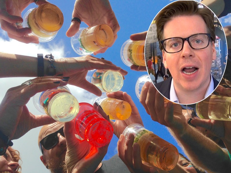 Assembly Member Robert Carroll (inset) wants you to be able to drink outside.