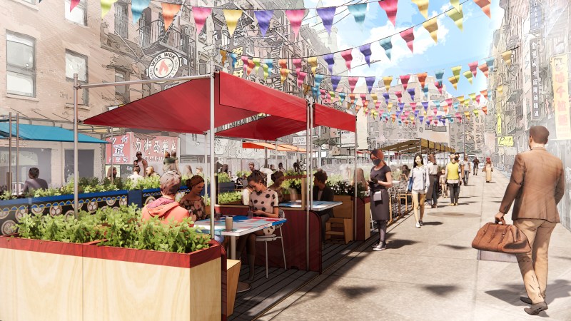 This is what Mott Street will look like (more or less) starting on Wednesday. Rendering: Rockwell Group