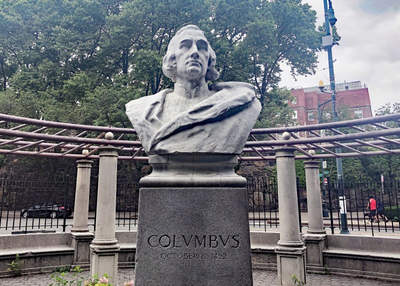 Christopher Columbus is being guarded. Photo: Adam Light