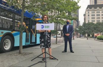 DOT Commissioner Polly Trottenberg during a press conference over the summer. Photo: Dave Colon