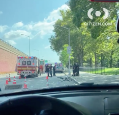 Cops on the scene after a cyclist was struck in a hit-and-run in the Bronx early Friday. Video: Citizen