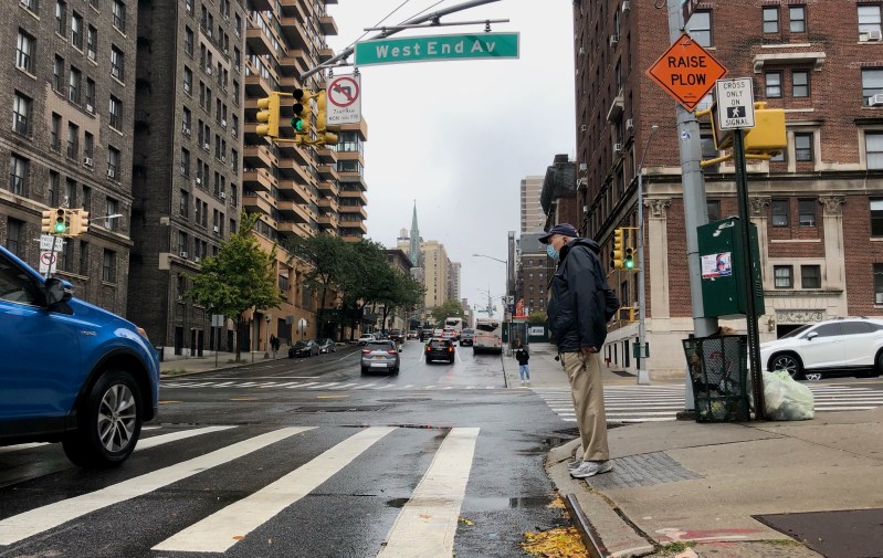 This man needs a neckdown — but the city's own rules require the city to find a community partner before making roadways safe for pedestrians (though unsafe roadways need no community partner). Photo: Lisa Orman