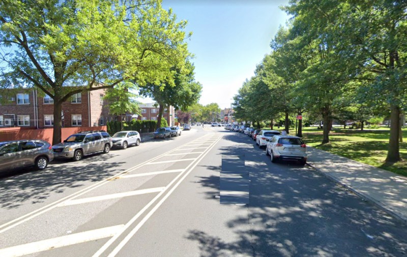 The crash site between 81st and 82nd streets, looking eastbound. Photo: Google
