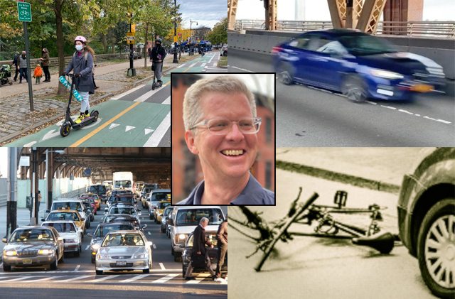 Shaun Donovan (center) reveals his transportation platform to Streetsblog.