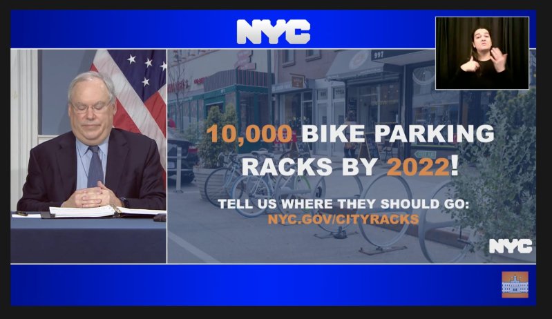 New DOT Commissioner Hank Gutman praying no one actually asks him to follow through on his bike parking promise.